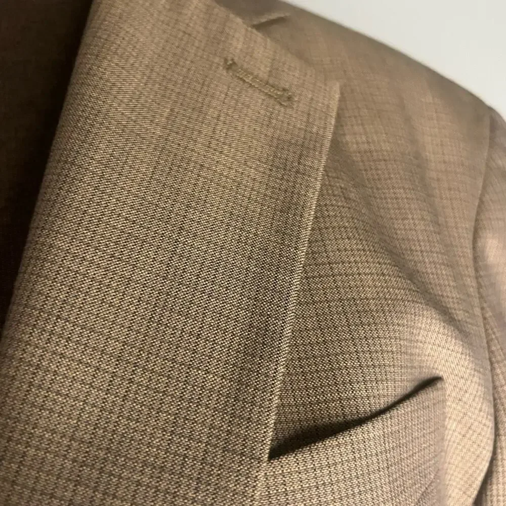 Banana Republic Micro Plaid Wool Preppy Office Two Button Blazer Sport Coat 38R
